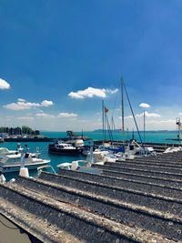 Boats moored in harbor