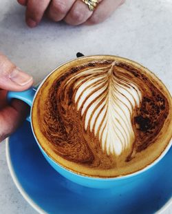 High angle view of coffee on table