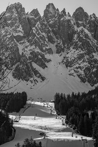 High angle view of snowcapped mountains