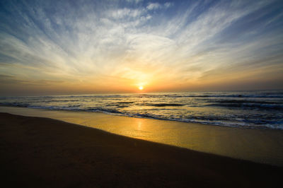 Scenic view of sea during sunset