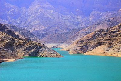 Scenic view of lake and mountains