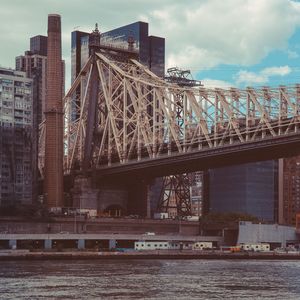 Suspension bridge over river