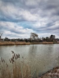 Scenic view of lake against sky