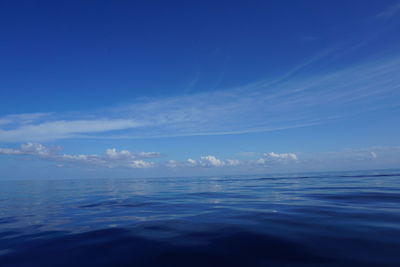 Scenic view of sea against blue sky