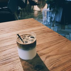 High angle view of coffee on table