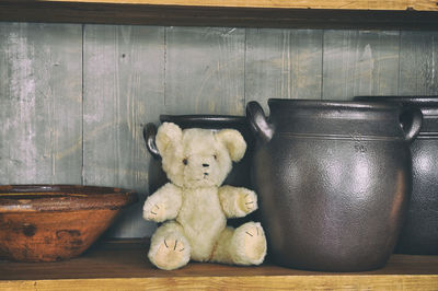 Close-up of stuffed toy on table at home