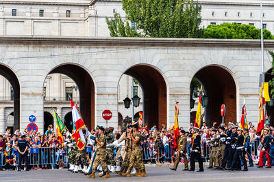 Spanish army marching during spanish national day army parade