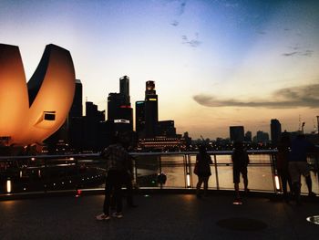 City skyline at sunset