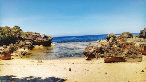 Scenic view of sea against clear sky