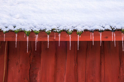 Icicles hanging from a roof