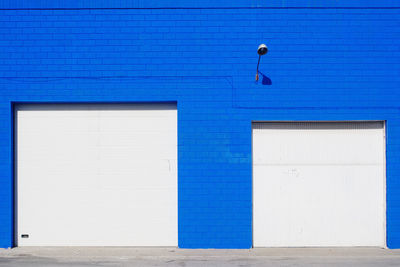 Closed doors at warehouse loading dock