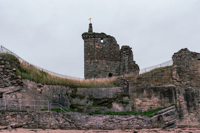 Low angle view of old building against sky