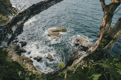 High angle view of sea