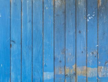 Full frame shot of blue wooden wall