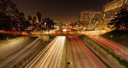 Light trails on street at night