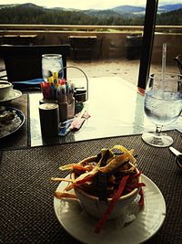 Close-up of food on table