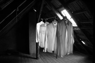 Clothes hanging in corridor