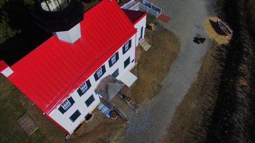 High angle view of houses on beach