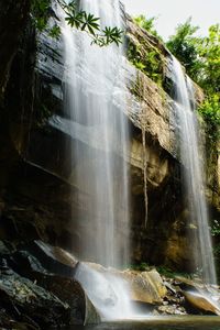 Low angle view of waterfall