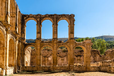 View of the ruins of an ancient abandoned monastery in santa maria de rioseco, burgos,