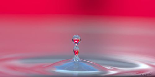 Close-up of drop falling on water