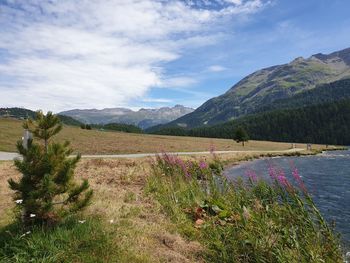 Scenic view of mountains against sky