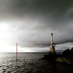 Scenic view of sea against cloudy sky