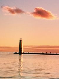 Scenic view of sea at sunset