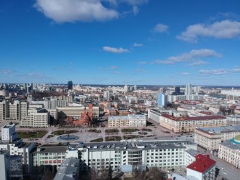 High angle view of townscape against sky