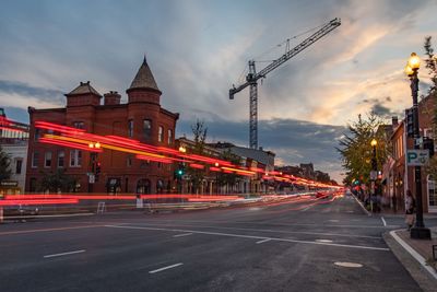 Light trails on city street