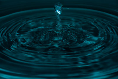 Close-up of drop falling in water