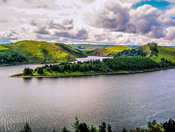 Scenic view of lake against sky