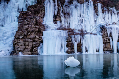 Frozen lake in winter