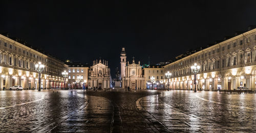 The beautiful san carlo square illuminated at night