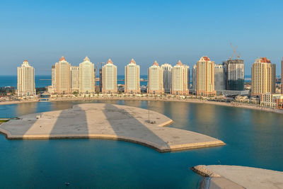 Viva bahria residential buildings in the pearl qatar, an artificial island in doha