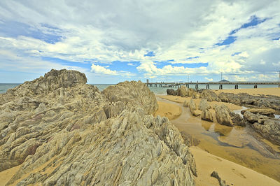 Scenic view of beach against sky