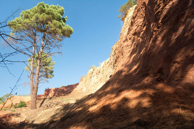 Low angle view of rock formations against sky