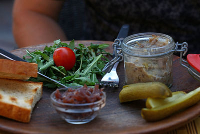 Close-up of breakfast on table