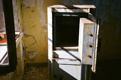 Close-up of damaged door