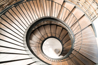 Directly below shot of spiral staircase