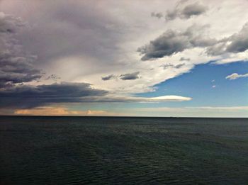 Scenic view of sea against cloudy sky