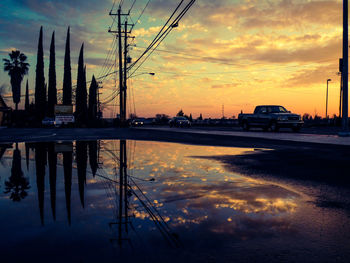 Scenic view of sunset over river