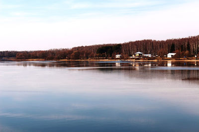 Scenic view of lake against sky
