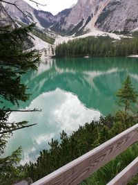 Scenic view of lake by mountains