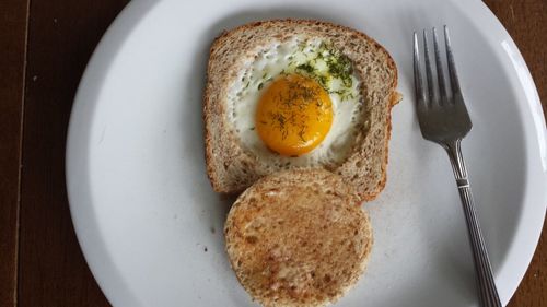 Close-up of breakfast served on plate