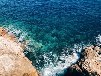 High angle view of sea waves