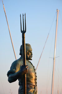 Low angle view of statue against clear sky