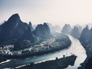 Scenic view of mountains against clear sky