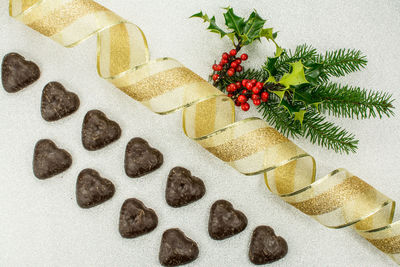 High angle view of christmas tree