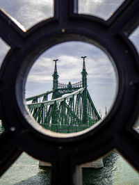 View of city through window